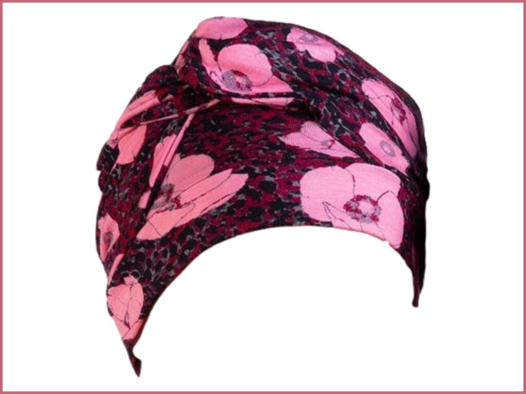 Turban à motif floral rose